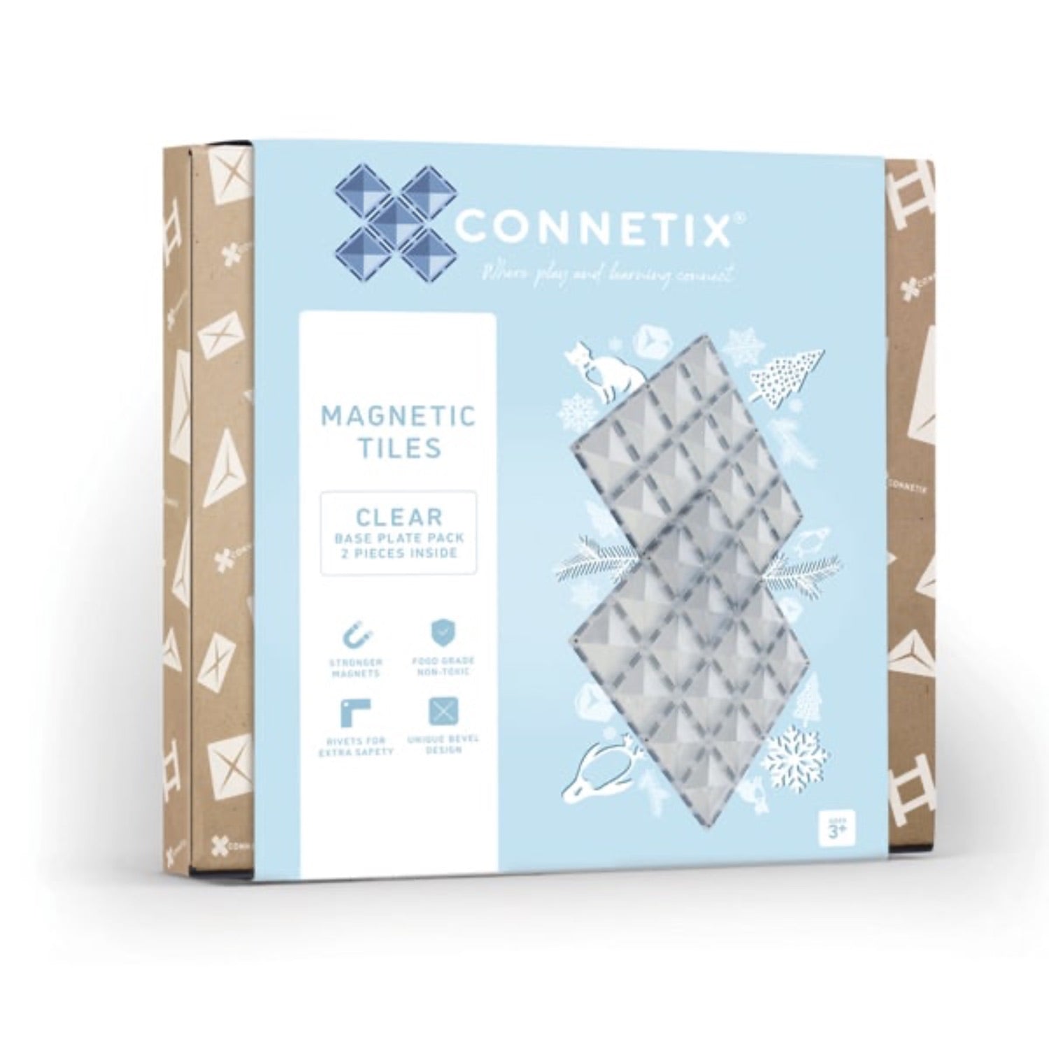 Connetix Tiles Base Plate Pack Clear 2 Piece