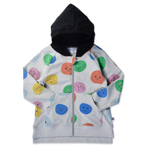 Minti Happy Dots Zip Up Grey Marle