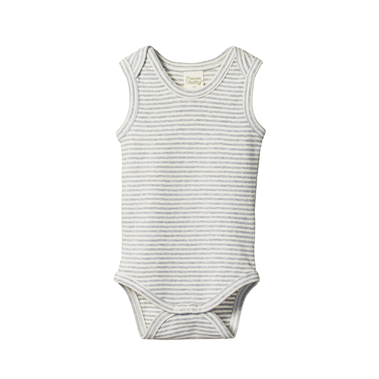 Nature Baby Singlet Bodysuit in Grey Marl Stripe