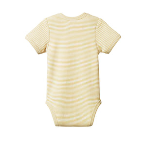 Nature Baby Bodysuit Short Sleeve Sand Pinstripe
