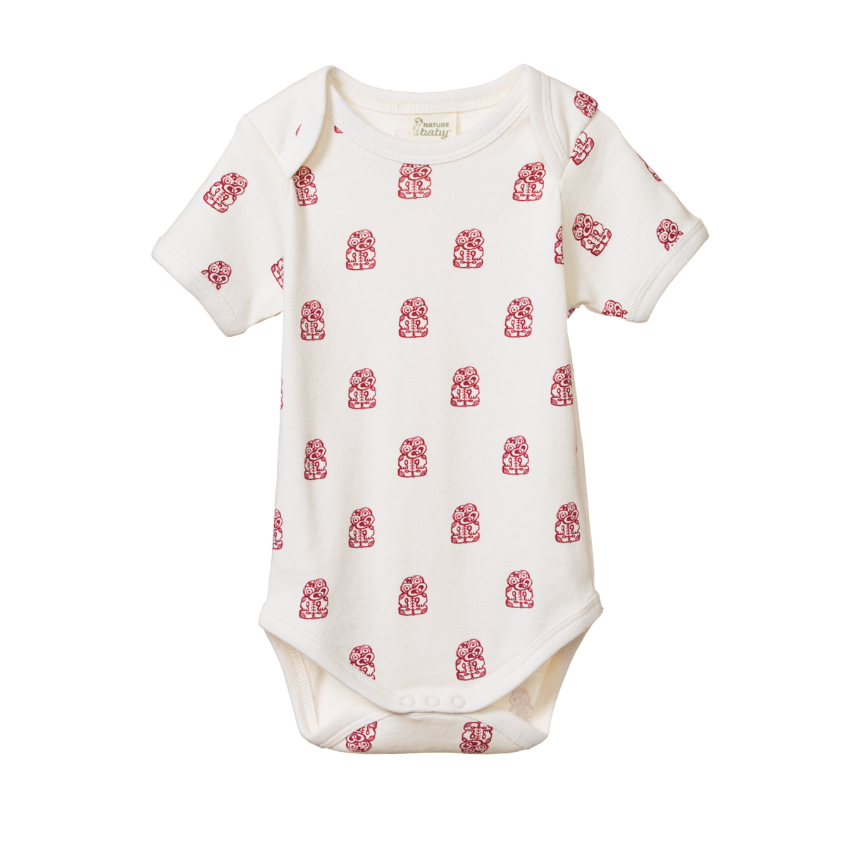 Nature Baby Short Sleeve cream Bodysuit in red Tiki Print