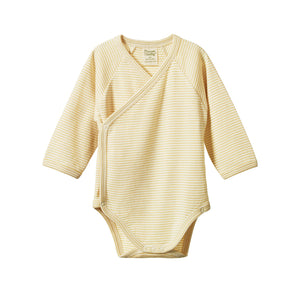 Nature Baby Bodysuit Long Sleeve Kimono Bodysuit Sand Pinstripe