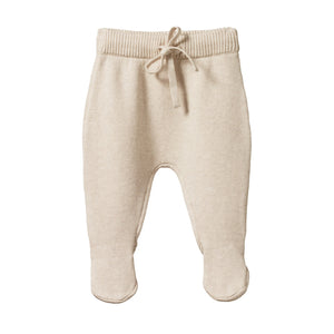 Nature Baby Cotton Knit Footed Rompers Oatmeal Marl