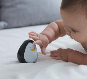 Plan Toy Penguin being played with by baby