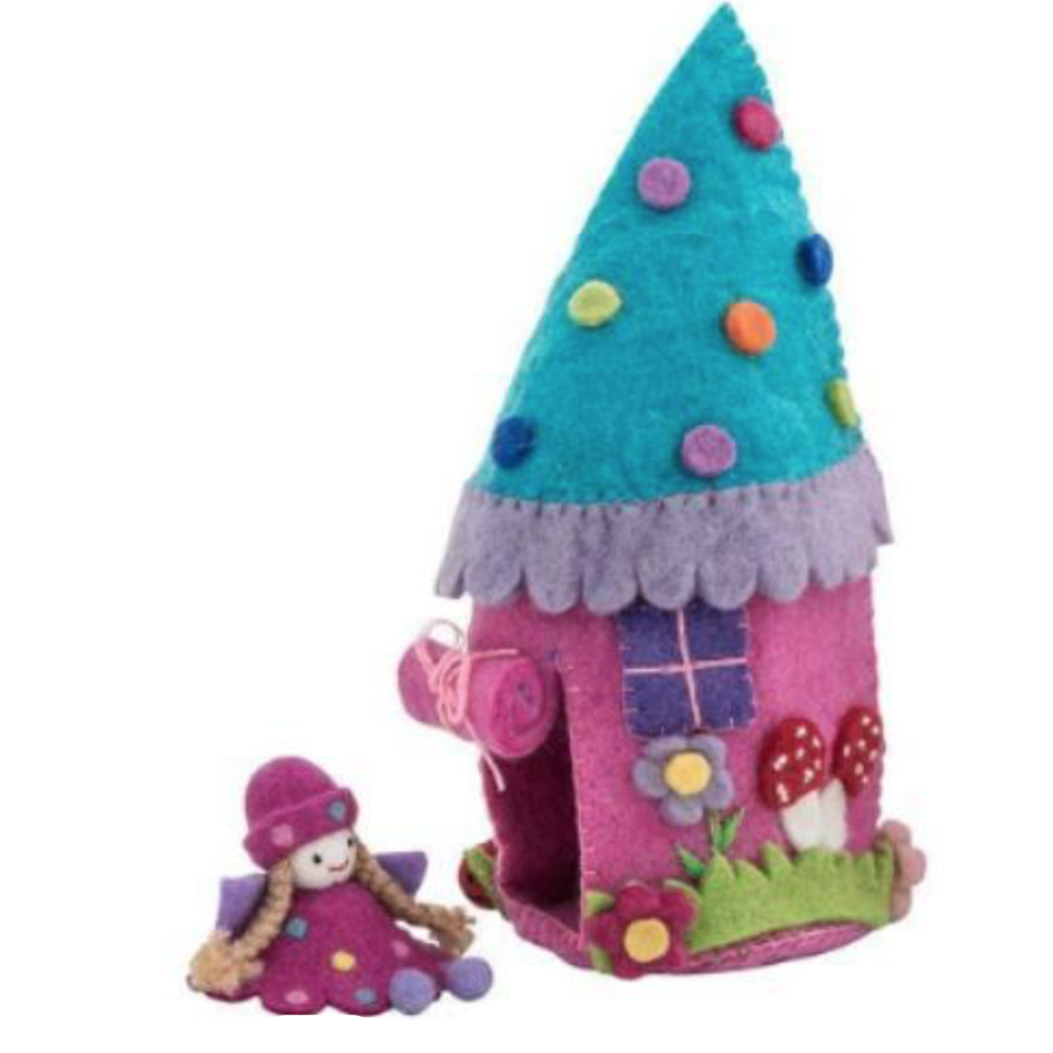 Pashom Handmade Felt Fairy House/Teepee with Pink Fairy