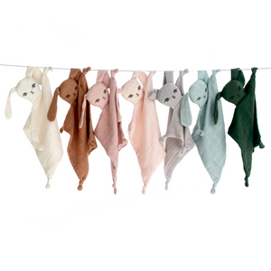 The range of Muslin Bunny Comforters from Burrow & Be