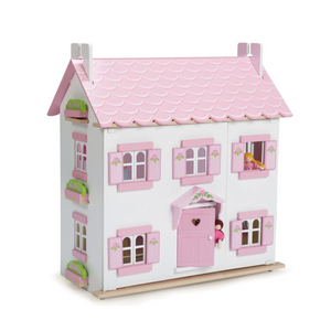 Le Toy Van Sophie's House, a beautiful two story pink and white dolls house