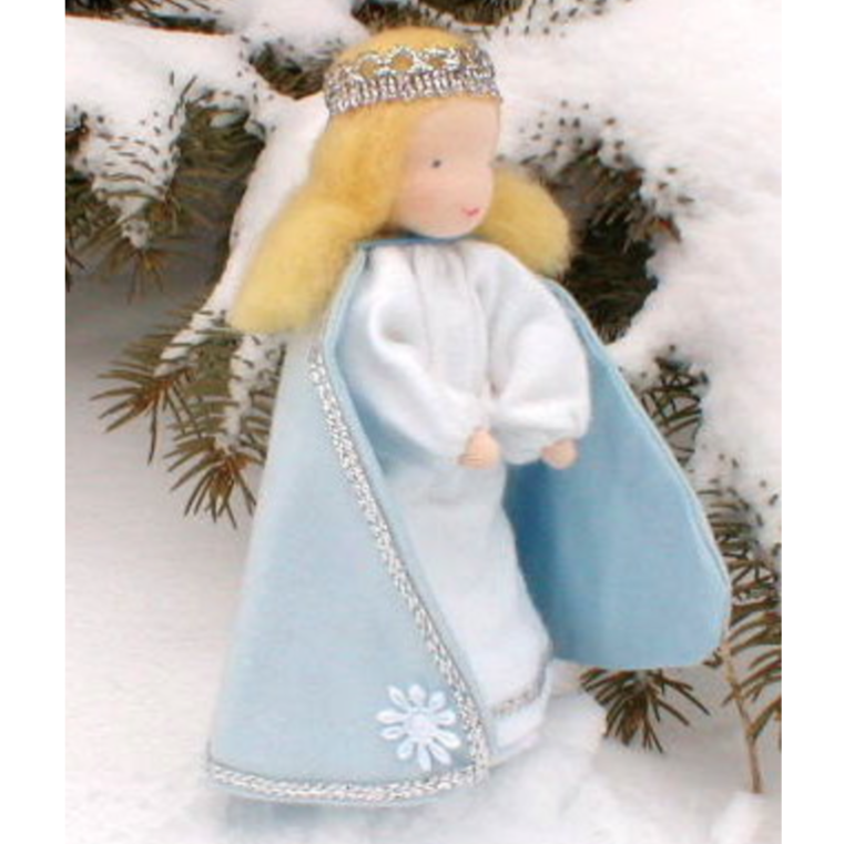 Steiner inspired Evi Mini Doll, in Winter Queen cape & dress