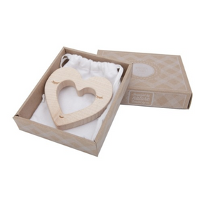 Wooden Story Heart Teether in packaging