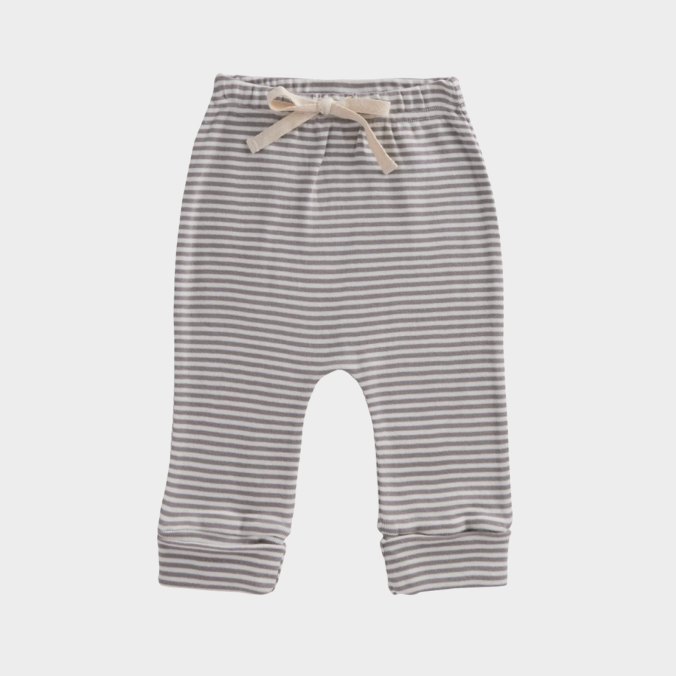 Nature Baby Drawstring Pants in Grey Marl Stripe