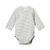 Nature Baby Long Sleeve Kimono Bodysuit in Grey Marl Stripe from view