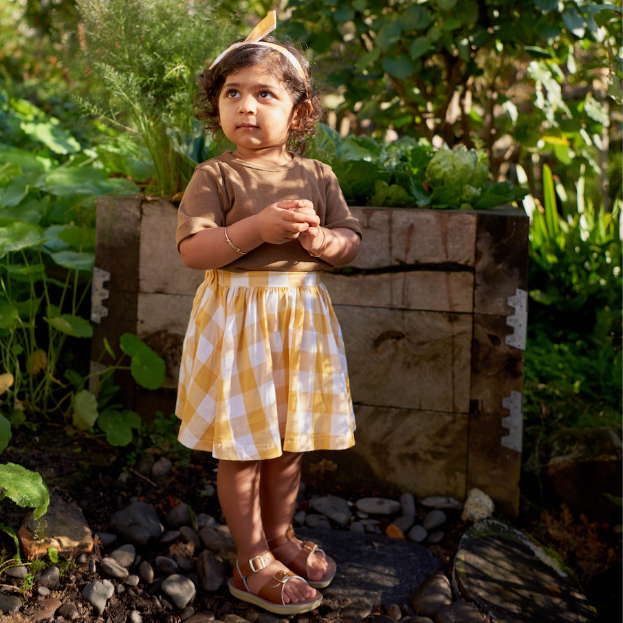 Nature Baby Small Bow Headband Honey Check Monkey Kids