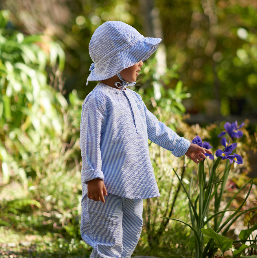 Nature Baby Caravan Shirt - Seersucker Blue Stripe