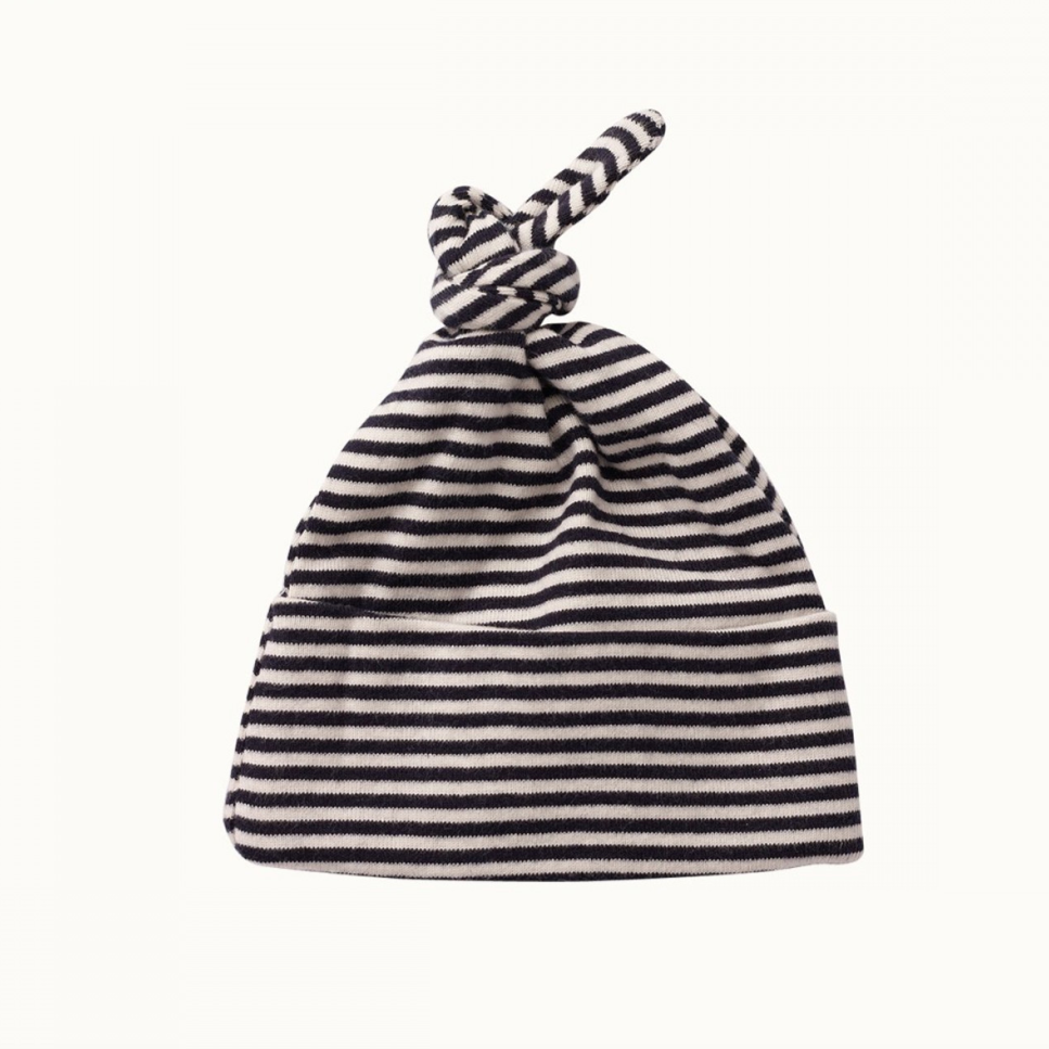 Nature Baby Knotted Beanie Navy Stripe