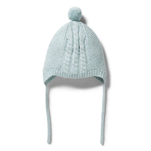 Wilson + Frenchy Knitted Cable Bonnet Mint Fleck