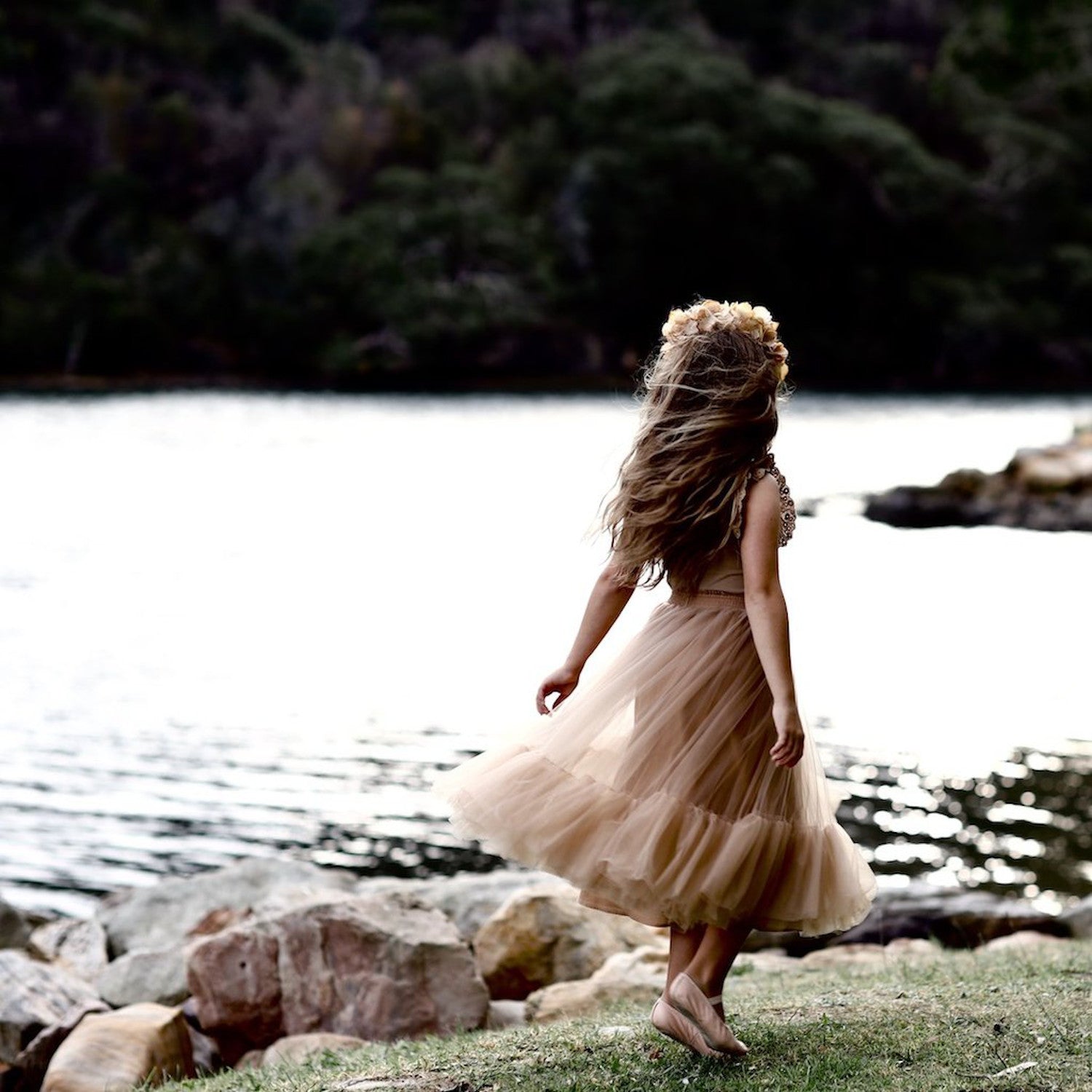 Aubrie Romantic Ruffle Tutu Latte Tulle