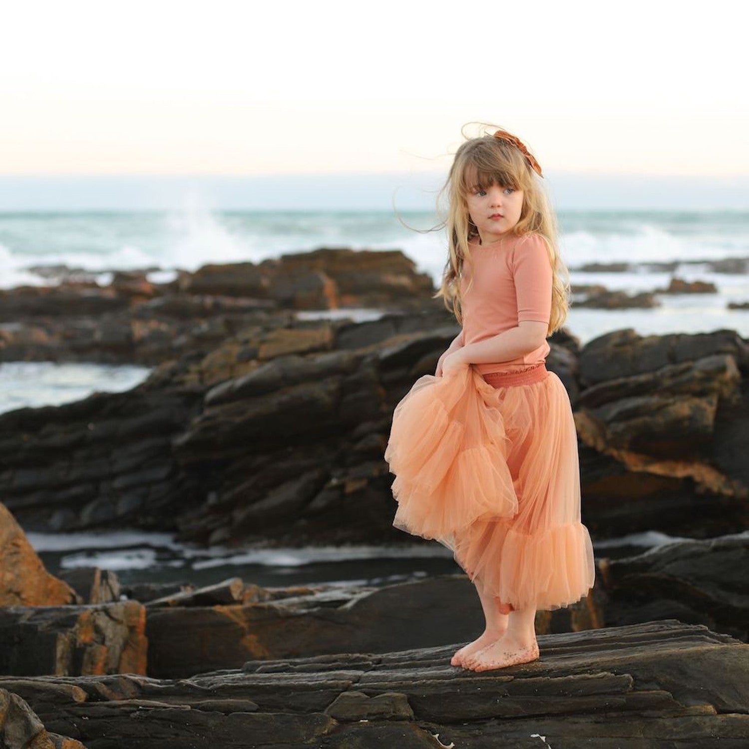 Aubrie Romantic Ruffle Tutu Terracotta Tulle