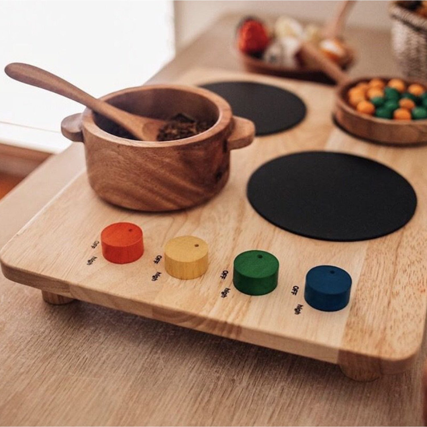 Qtoys Portable Cook Top with Mahogany Pot & Pan set