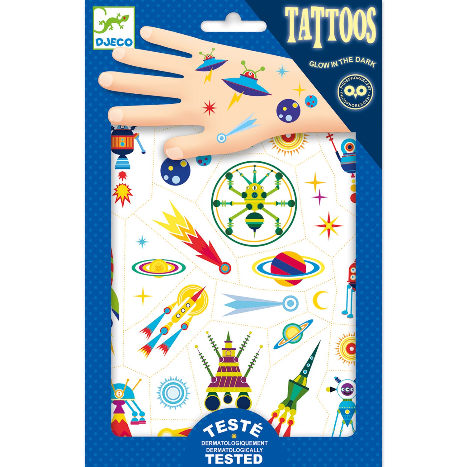 Djeco Tattoos Glow in the Dark Space Oddity