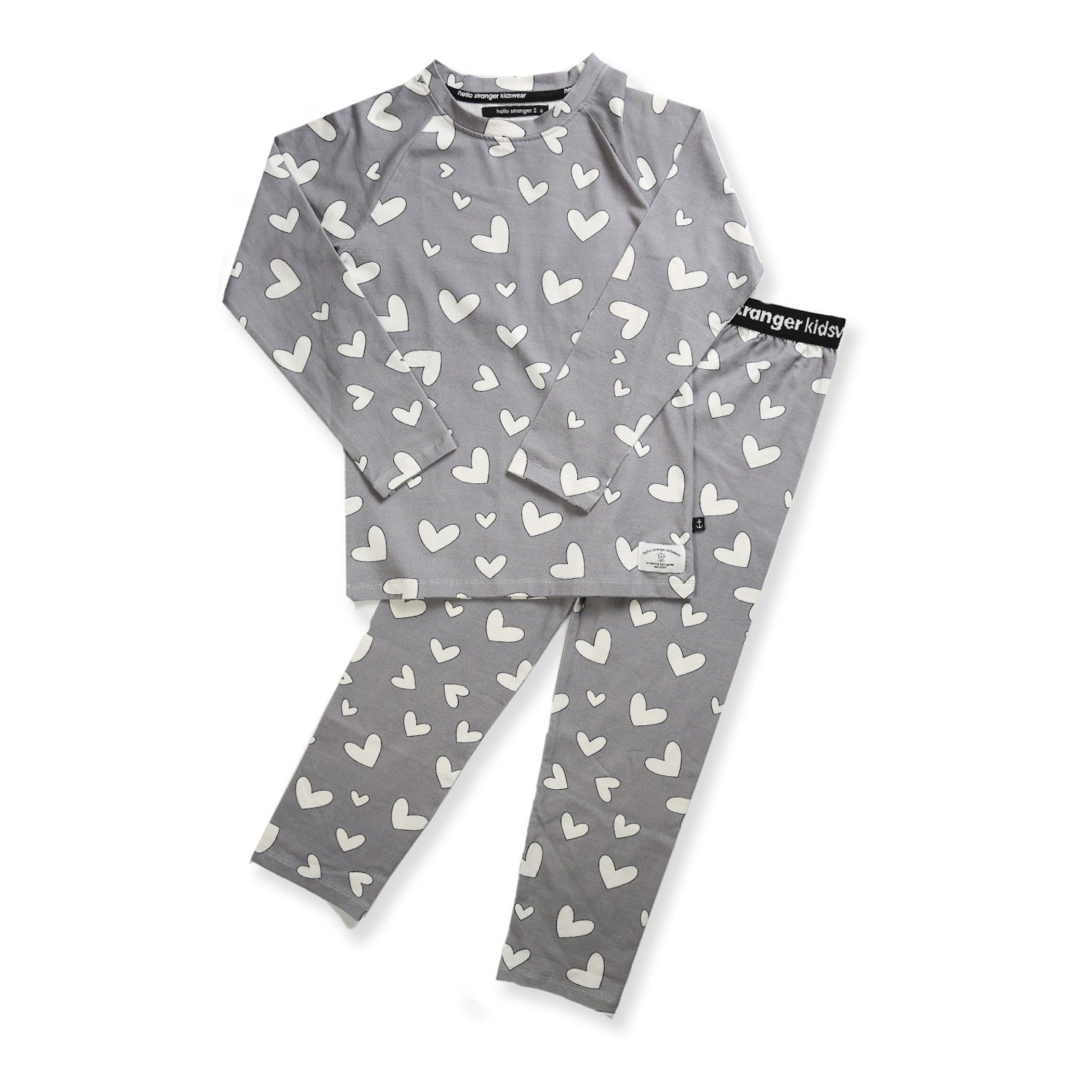 Hello Stranger Hearts Winter PJs Grey Marle
