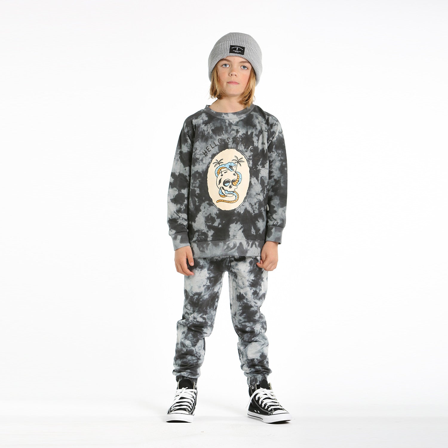 Hello Stranger Waffle Beanie Grey