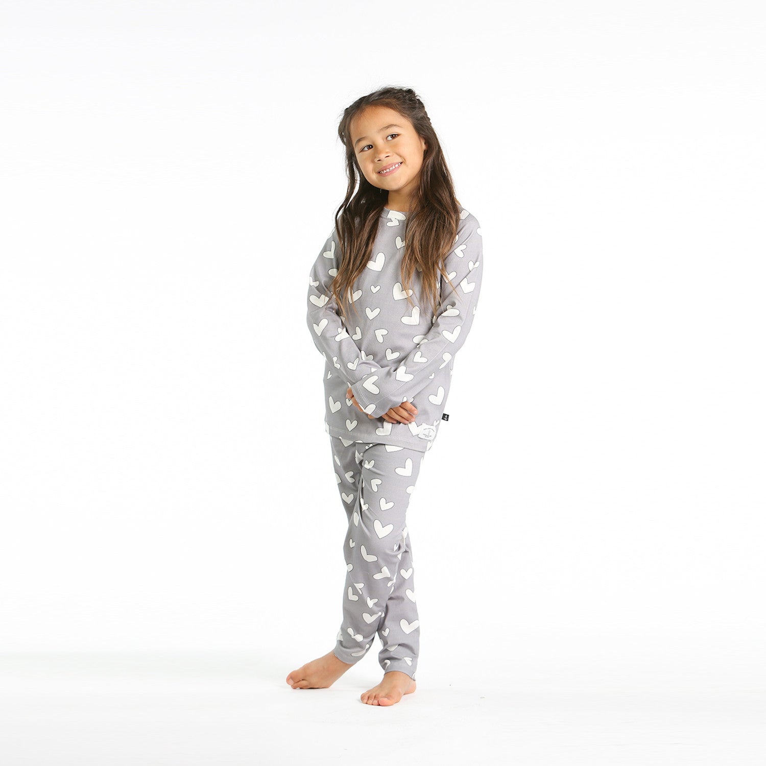 Hello Stranger Hearts Winter PJs Grey Marle