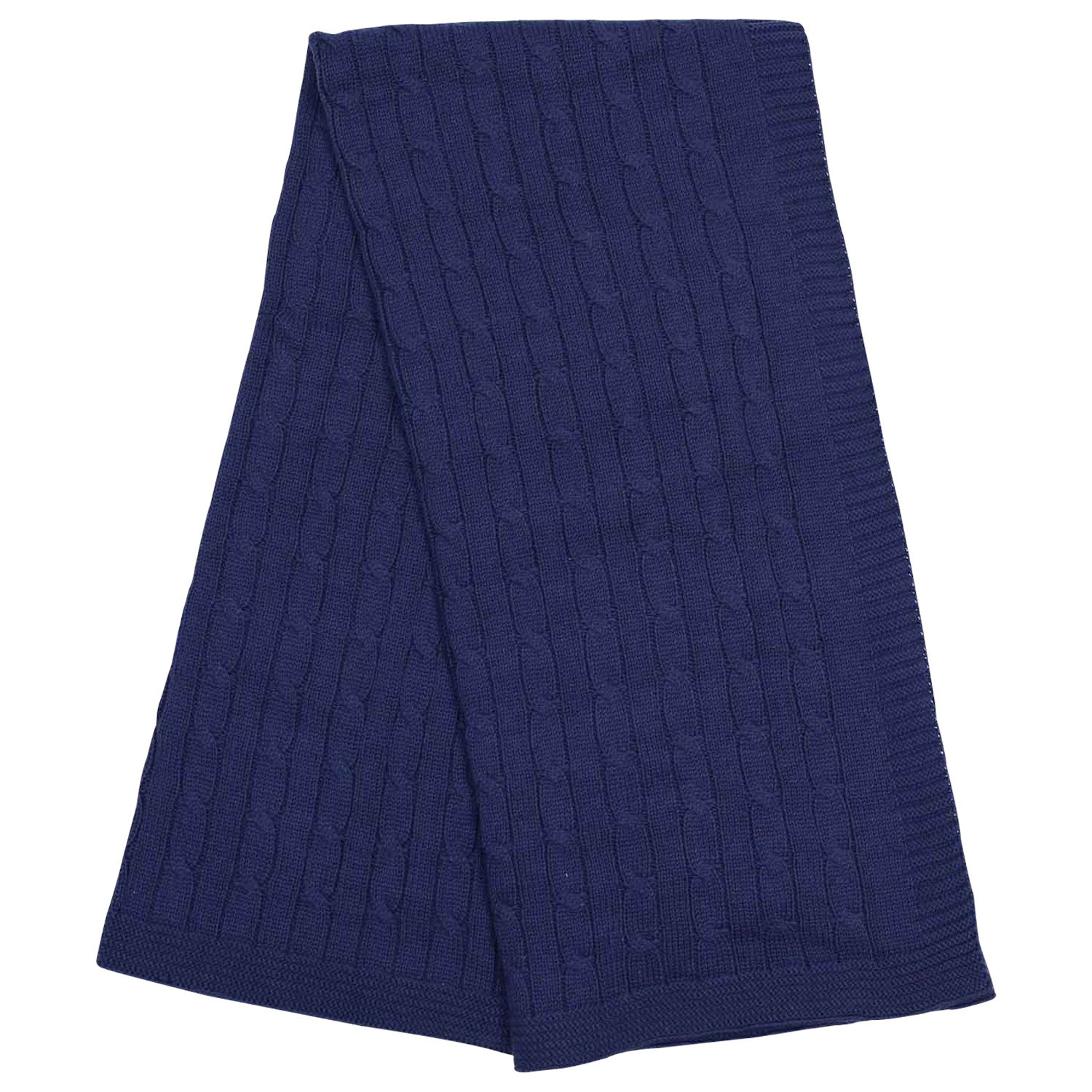 Korango Cable Knit Blanket in Cables n Class style and navy colourway