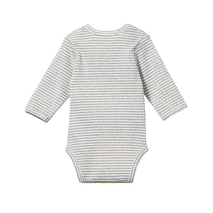 Nature Baby long sleeve bodysuit grey marl back view