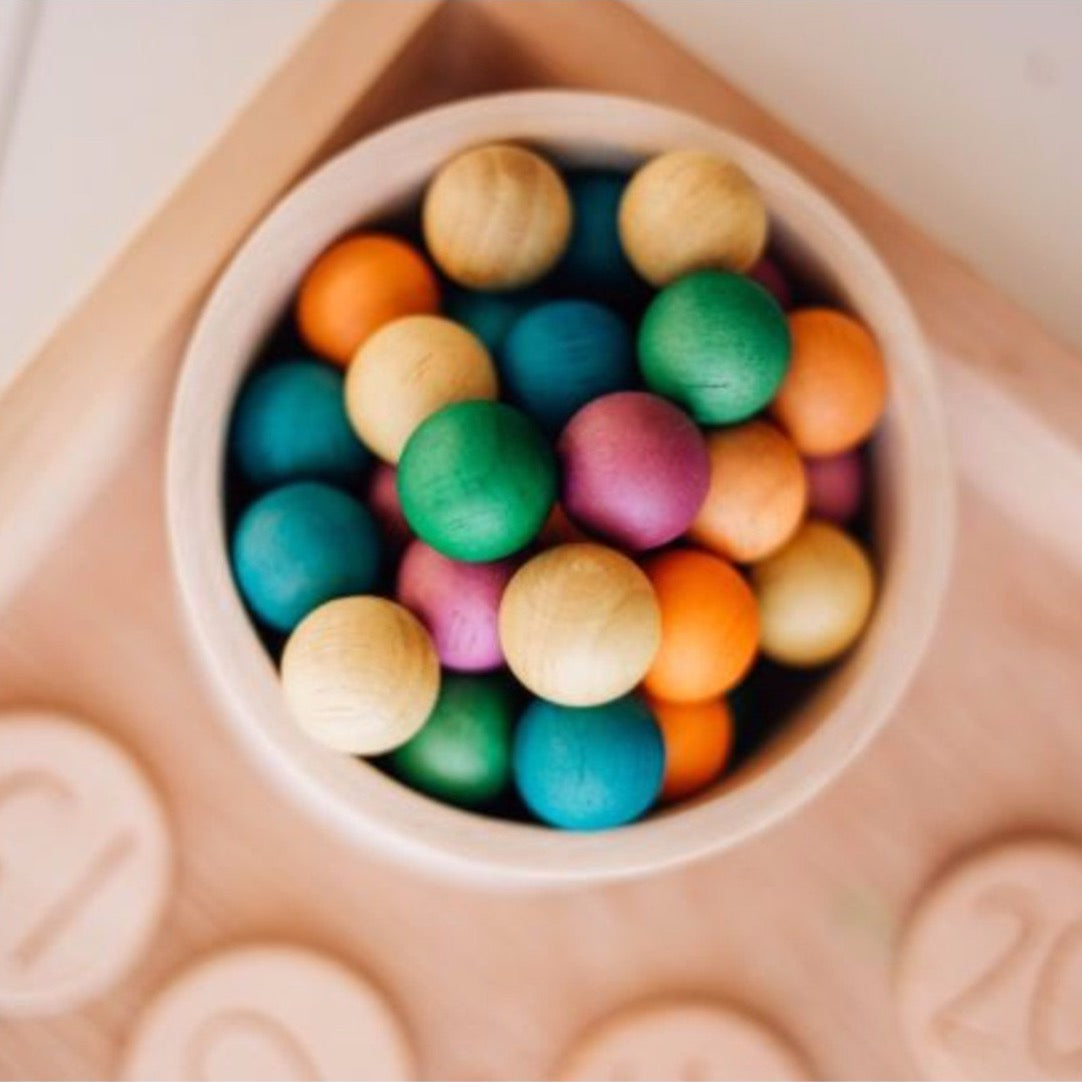 Wooden Balls Coloured 50pc
