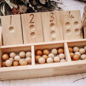 Qtoys Wooden Balls in Sorting Tray